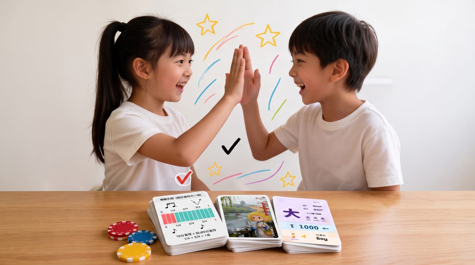 数学、拼音和识字都能放进一局短游戏里。